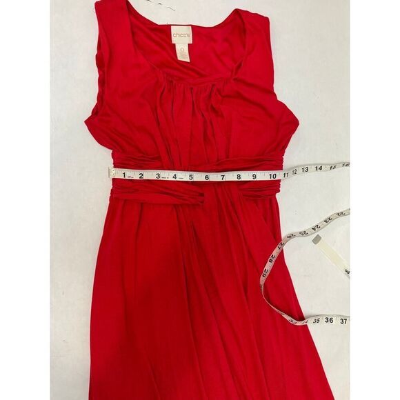 Chicos Maxi Dress Empire Waist Rayon Red Sleeveless - Size 0 Petite - Picture 2 of 10